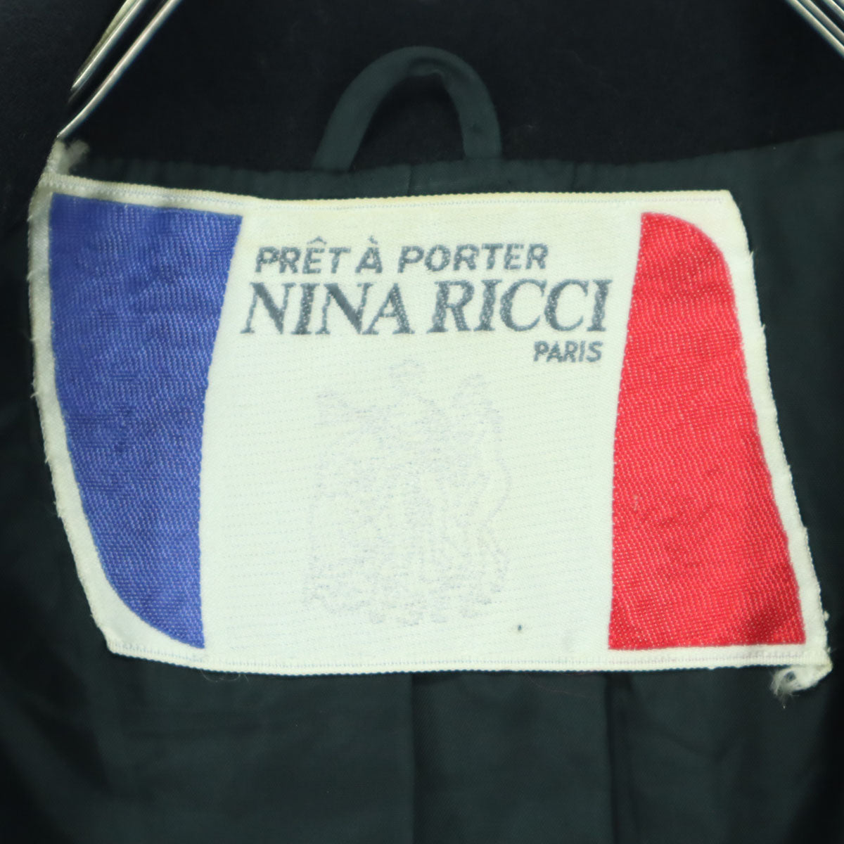 NINA RICCI ニナリッチ 長袖 ダブルブレスト ウールコート 9 ブラック レディース