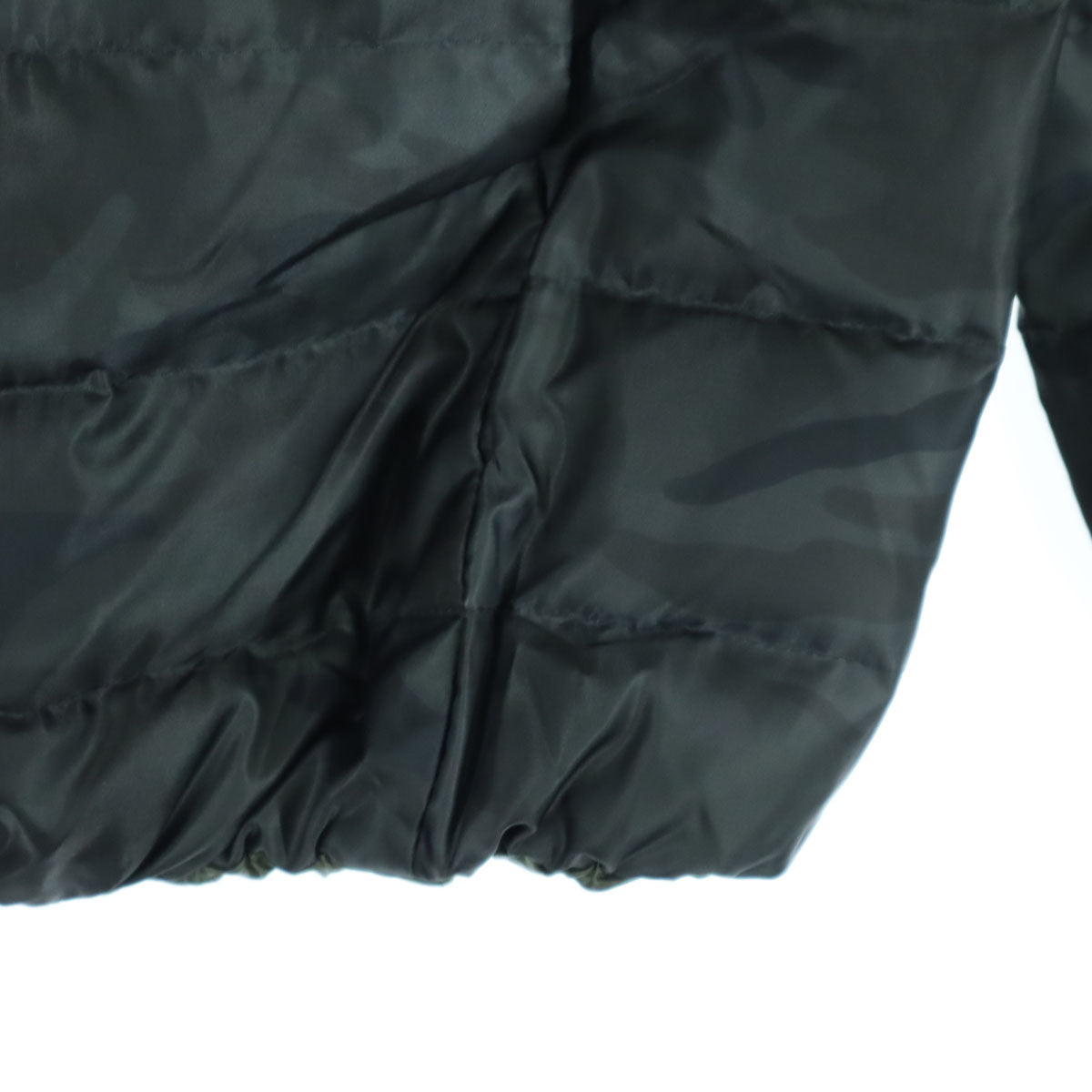 nano universe ナノユニバース リバーシブル 迷彩柄 長袖 西川ダウン ライトダウンジャケット 36 ブラック カーキグリーン レディース