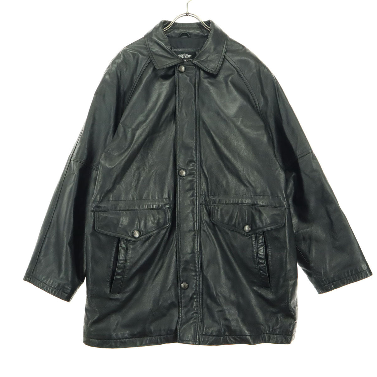 DURANTE デュランテ 90s オールド 長袖 ミドル丈 レザージャケット L ブラック 羊革 メンズ