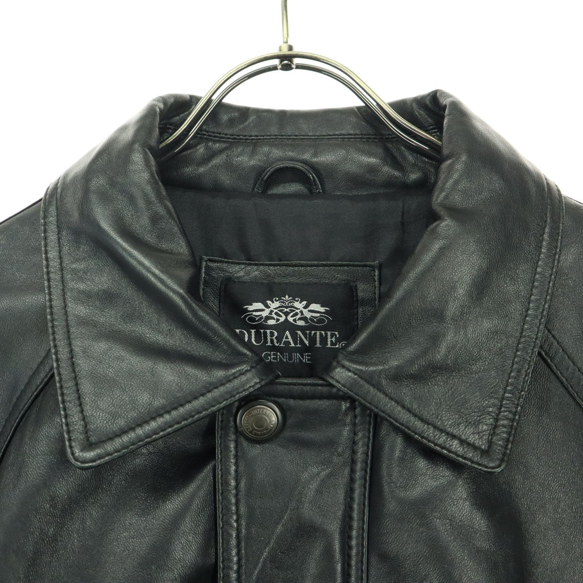 DURANTE デュランテ 90s オールド 長袖 ミドル丈 レザージャケット L ブラック 羊革 メンズ