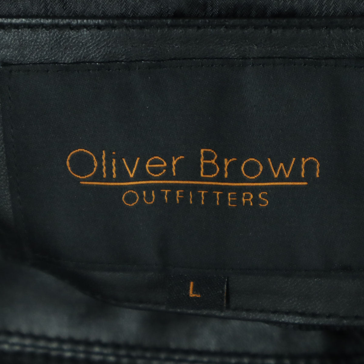 Oliver Brown オリバーブラウン 長袖 ミドル丈 ダウン レザージャケット L ブラック 羊革 メンズ