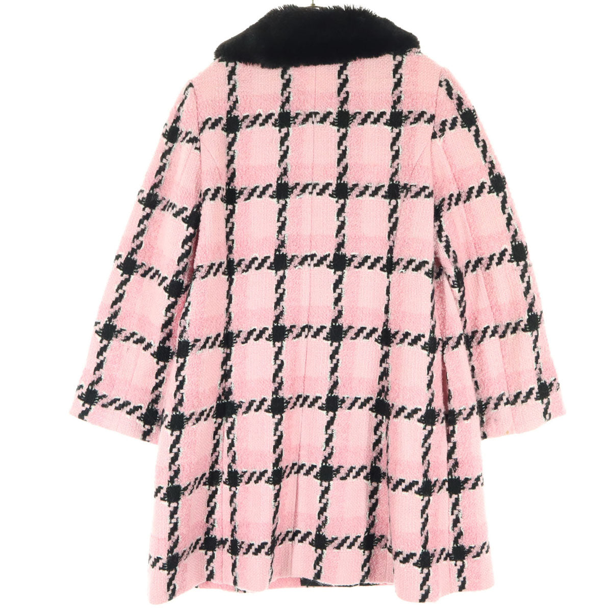 M'S GRACY エムズグレイシー 日本製 格子柄 長袖 ロングコート 42 ピンク レディース