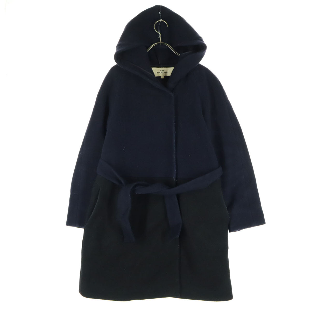 THE PARLOR ザパーラー ベルテッド コート 38 ネイビー レディース