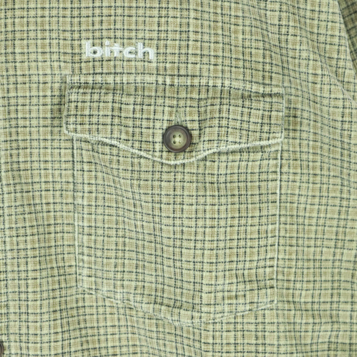 bitch ビッチ 90s オールド チェック柄 長袖 コーデュロイシャツ M ブラウン メンズ