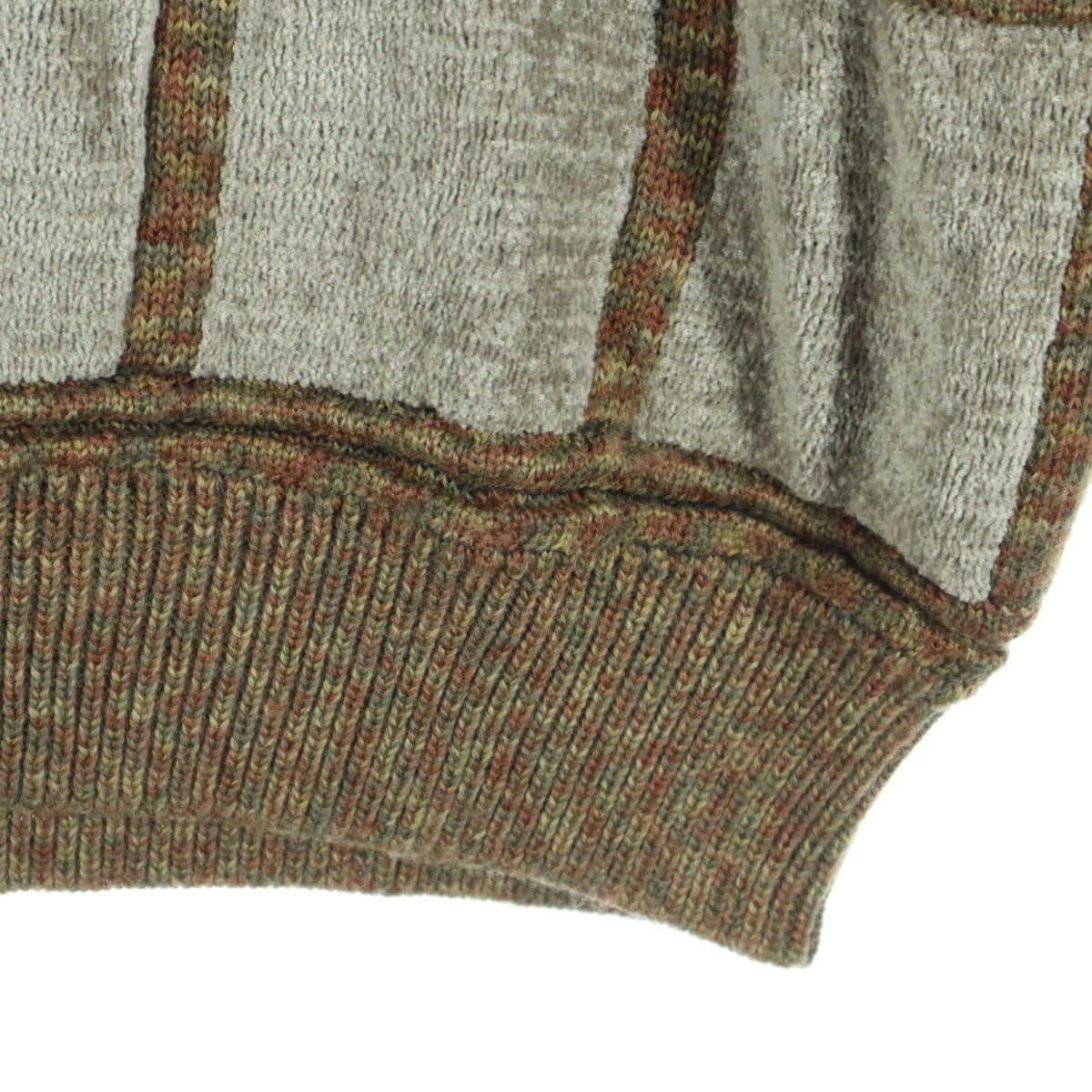 美品 CORSINI コルシーニ 日本製 チェック柄 長袖 ウール セーター 3L ブラウン メンズ