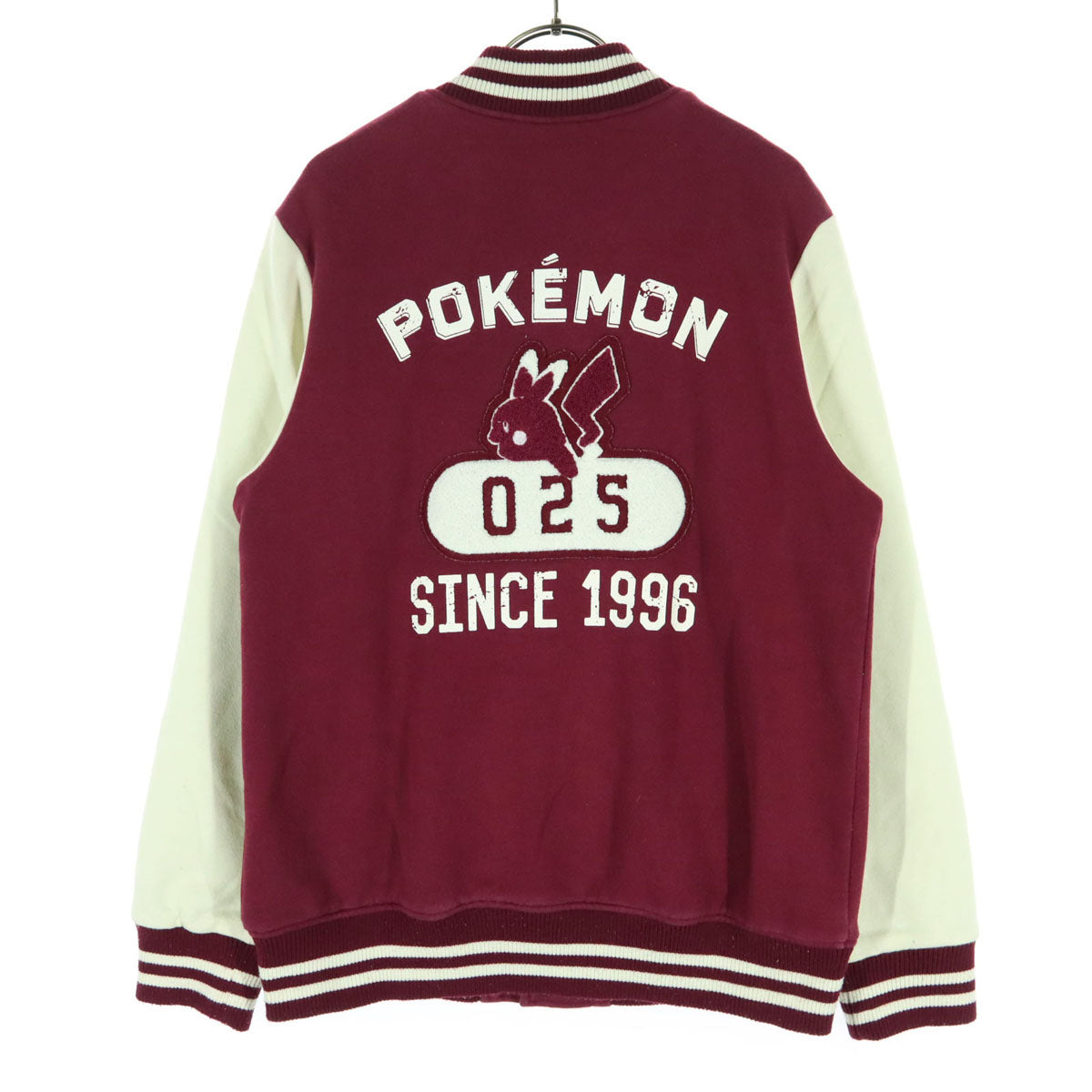 Pokemon Center ポケモンセンター ワッペン 長袖 スタジャン M ワインレッド ピカチュウ メンズ