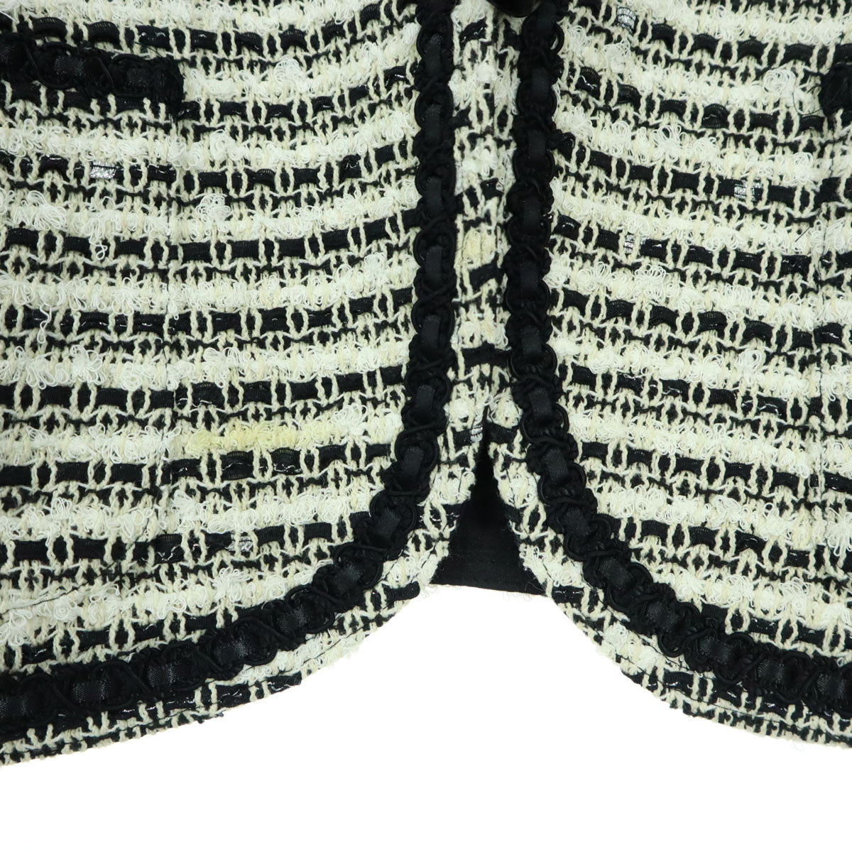 Leilian レリアン 日本製 総柄 長袖 ノーカラー ツイードジャケット 9 アイボリー系 レディース