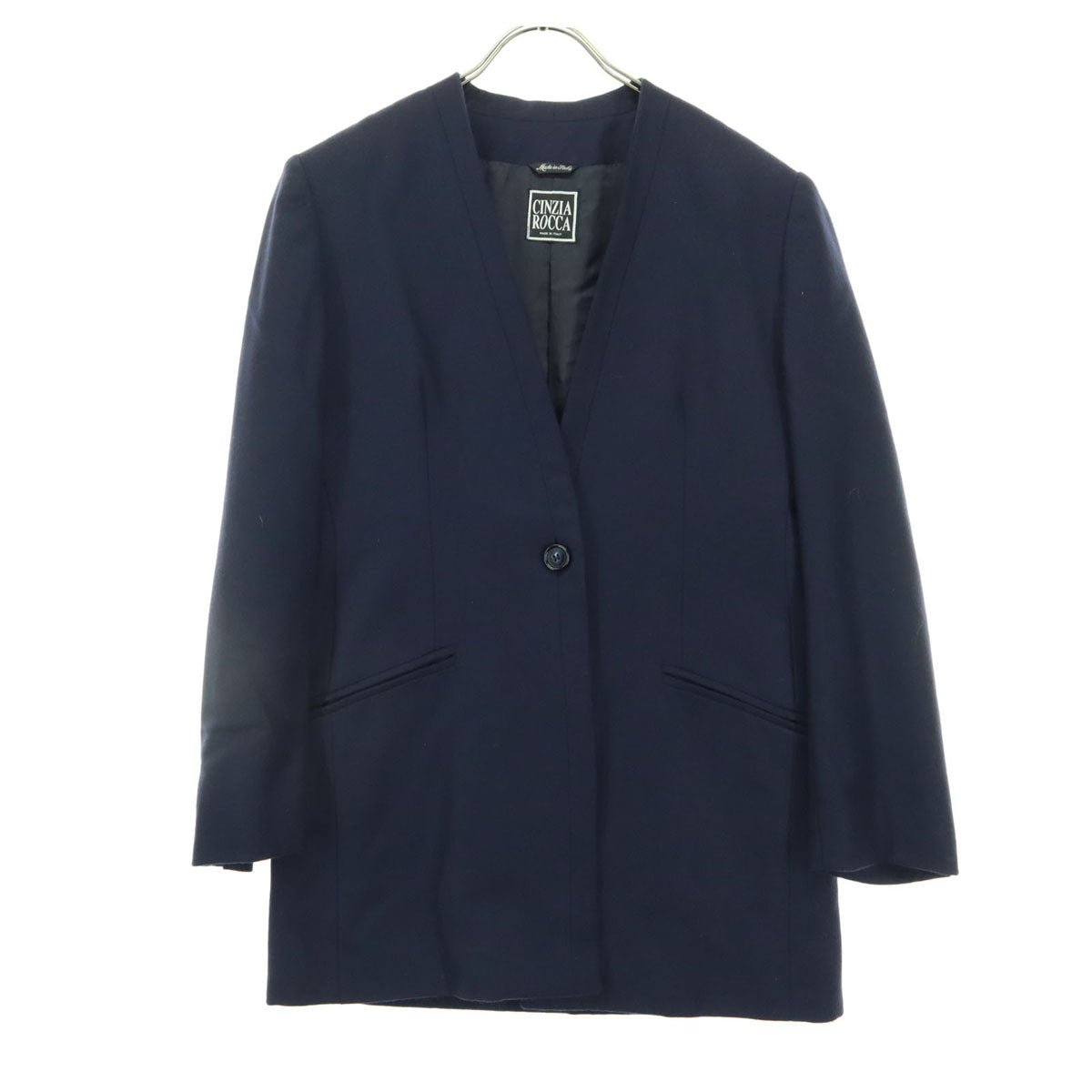 CINZIA ROCCA シンツィアロッカ 長袖 ノーカラー テーラードジャケット ブラック レディース