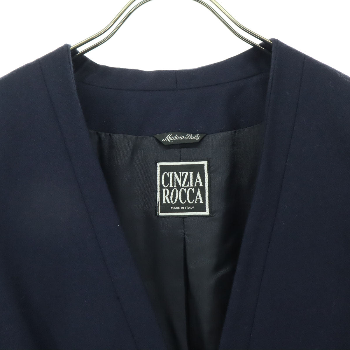 CINZIA ROCCA シンツィアロッカ 長袖 ノーカラー テーラードジャケット ブラック レディース