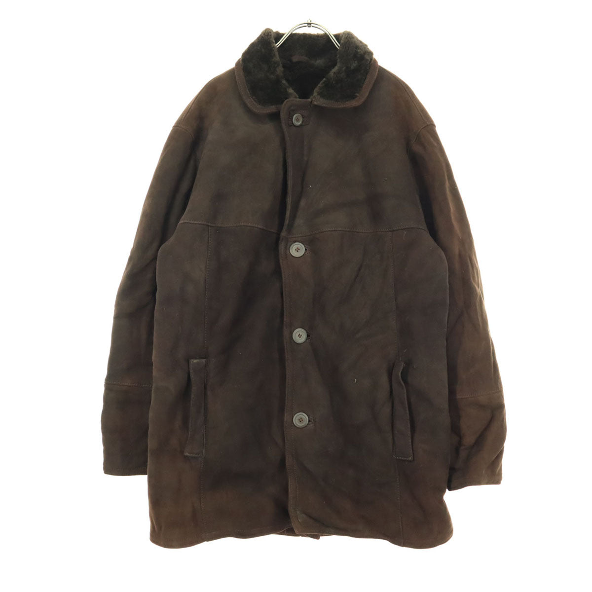 ADAR ブルガリア製 長袖 ムートンコート S ブラウン 羊毛 レディース