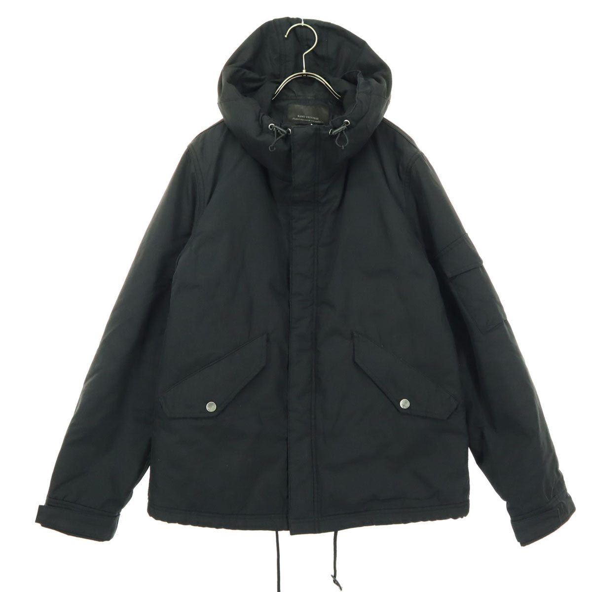美品 nano universe ナノユニバース 長袖 フード付き 中綿ジャケット M ブラック メンズ