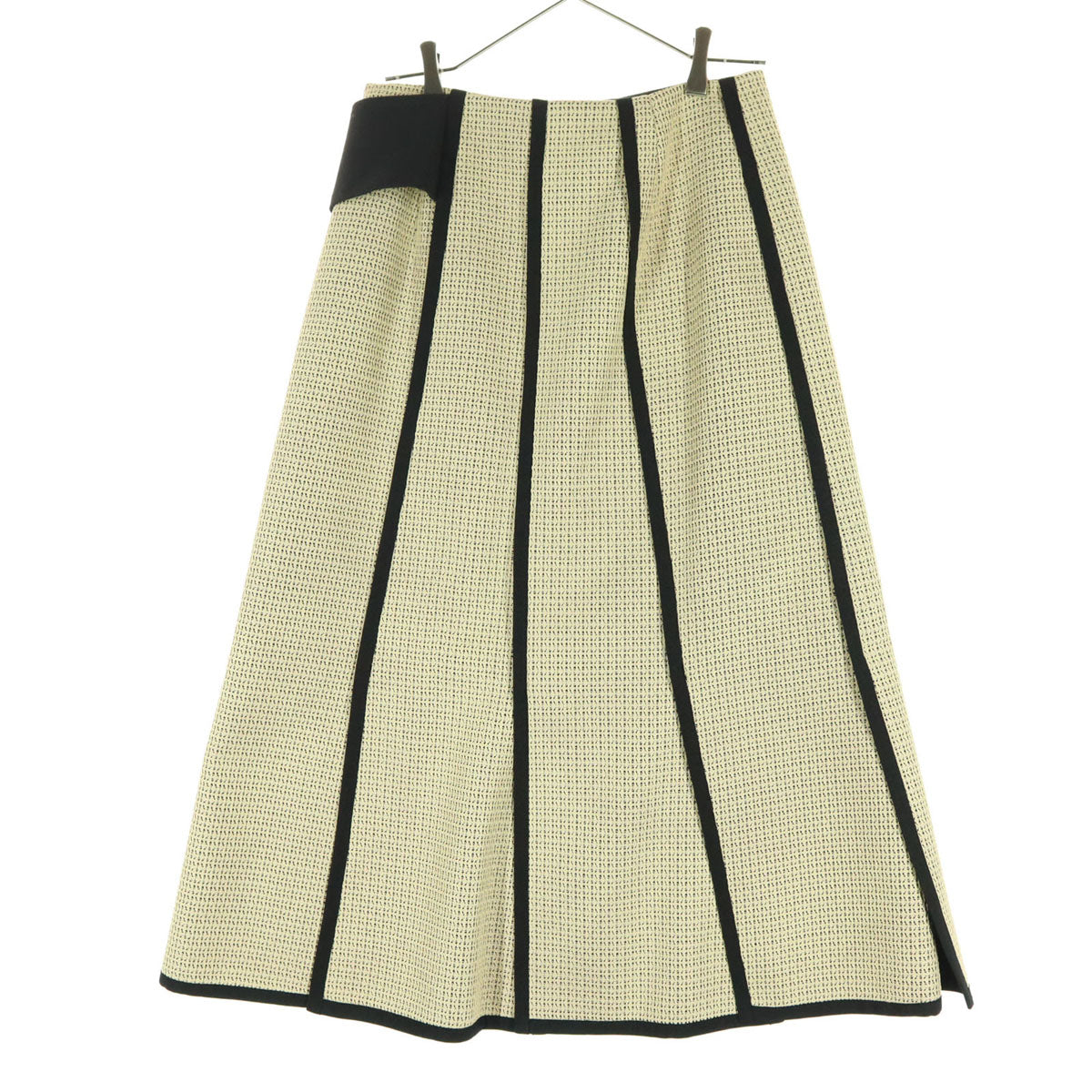 美品 ADORE アドーア 日本製 ツートンカラー ロング丈 バイピング スカート 38 ベージュ系 レディース