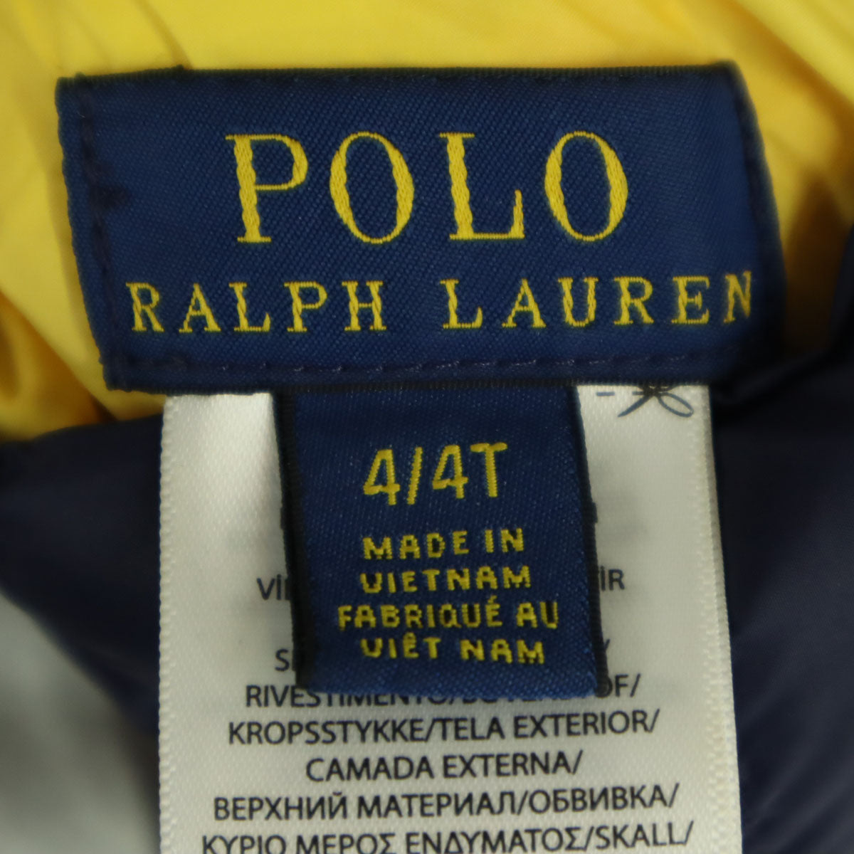 POLO ポロ リバーシブル 中綿ジャケット 110 イエロー RALPH LAUREN ネイビー キッズ