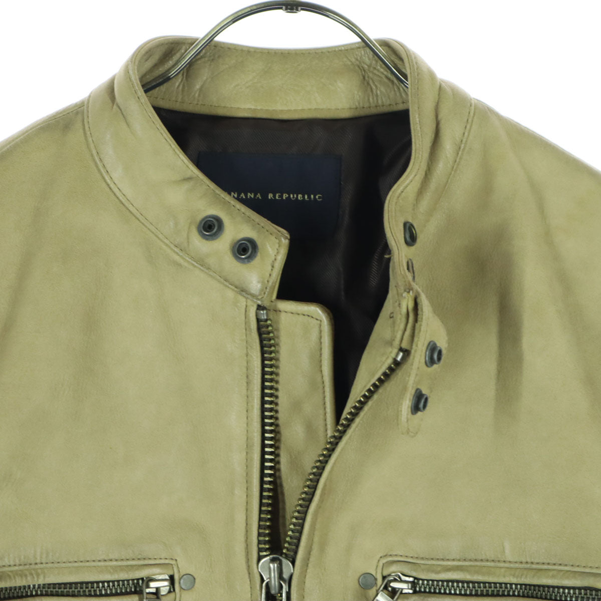 Banana Republic バナナリパブリック 長袖 シングル レザージャケット M ブラウン系 牛革 メンズ