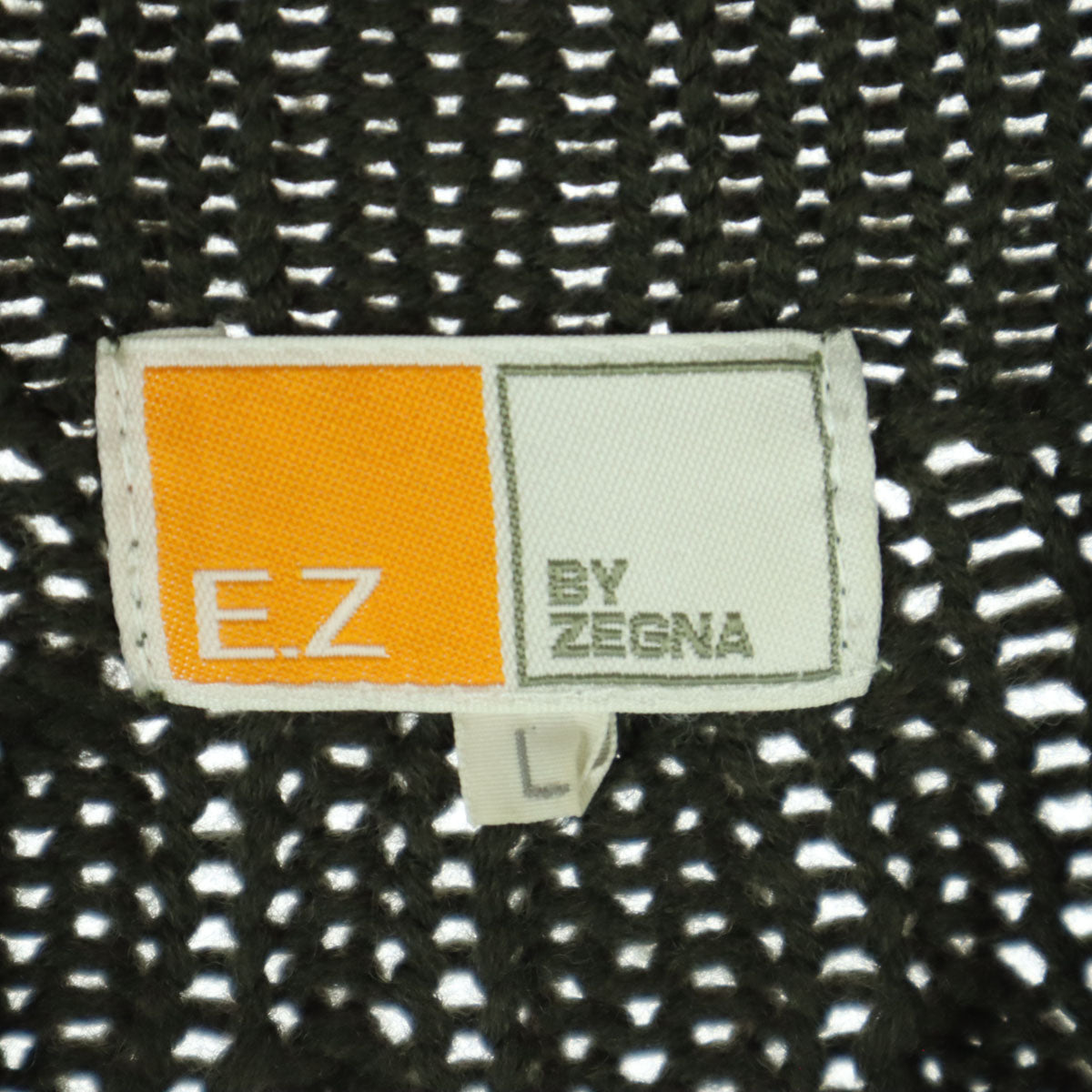 E.Z BY ZEGNA イージーバイゼニア ノルディック柄 ツートンカラー 長袖 タートルネック ニット L カーキ メンズ