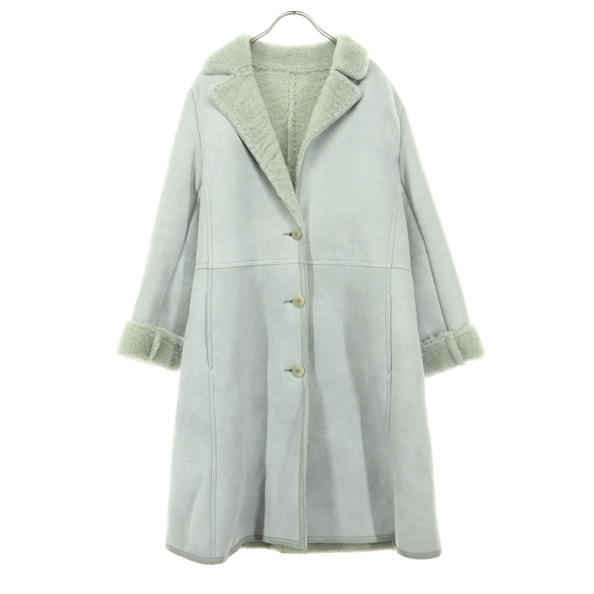 美品 adagietto 長袖 ロング ムートンコート 3L グレー レディース