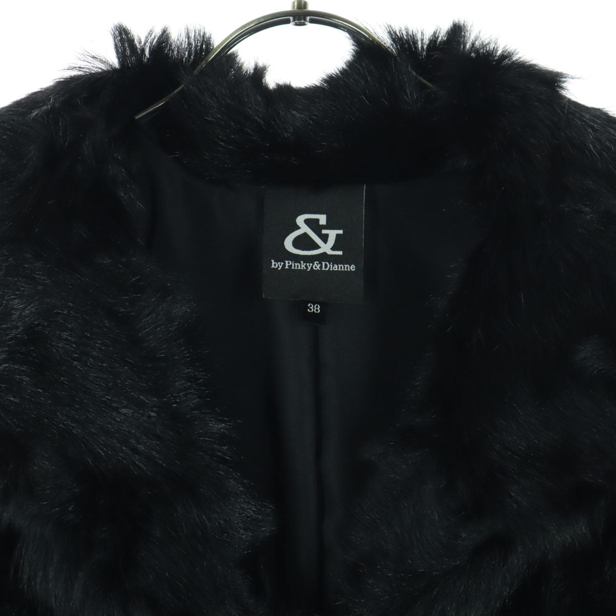美品 &byP&D アンドバイピンキーアンドダイアン 長袖 毛皮コート 38 ブラック レディース