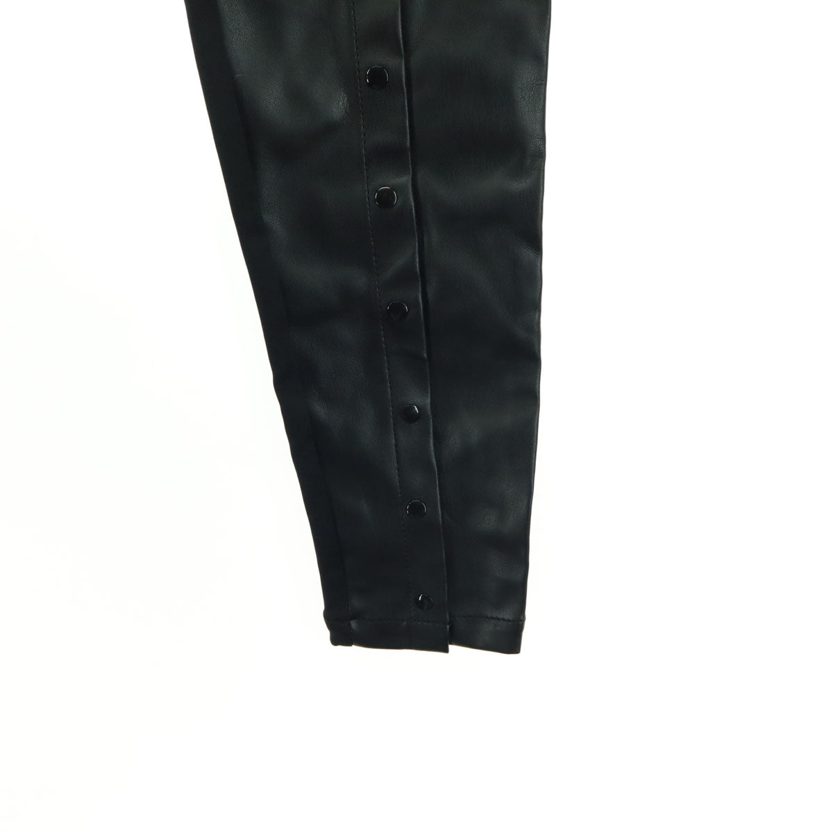 adidas アディダス スリム フェイクレザー ロングパンツ L ブラック レディース