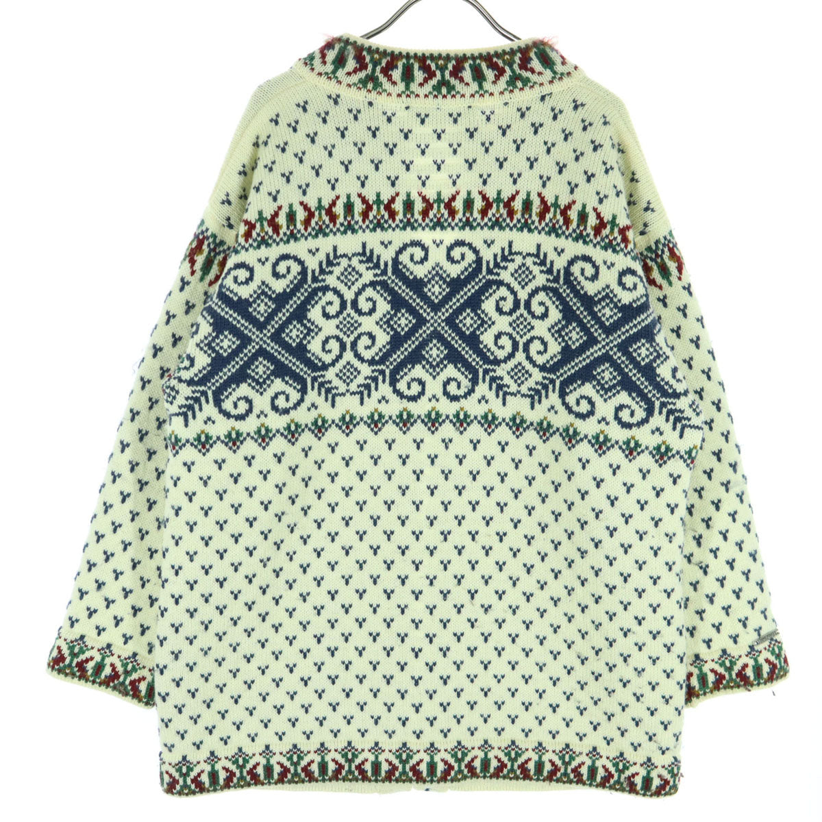 norstrikk ノルドストリック ノルウェー製 フェアアイル柄 メタルフック カーディガン M ホワイト系 ノルディック メンズ