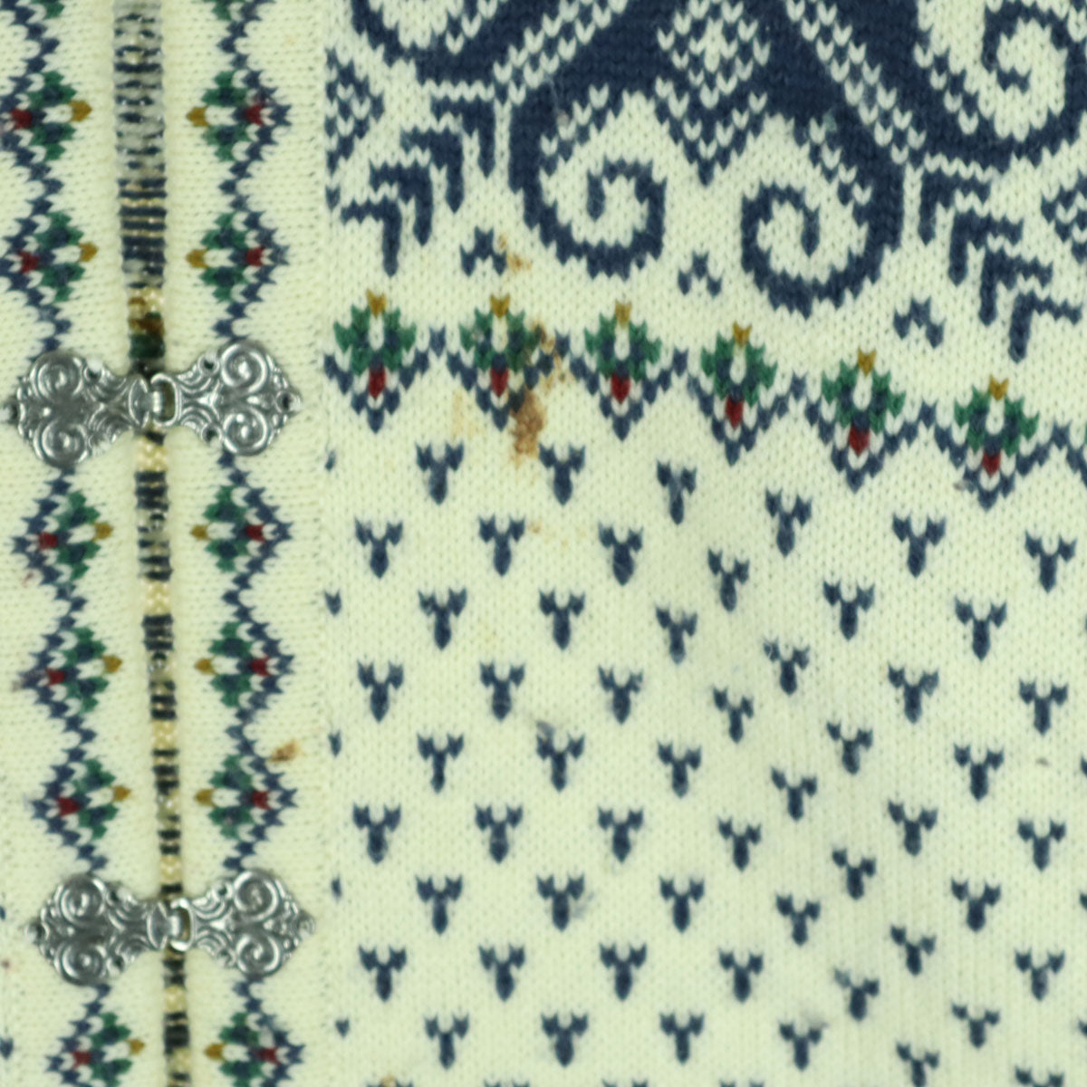 norstrikk ノルドストリック ノルウェー製 フェアアイル柄 メタルフック カーディガン M ホワイト系 ノルディック メンズ
