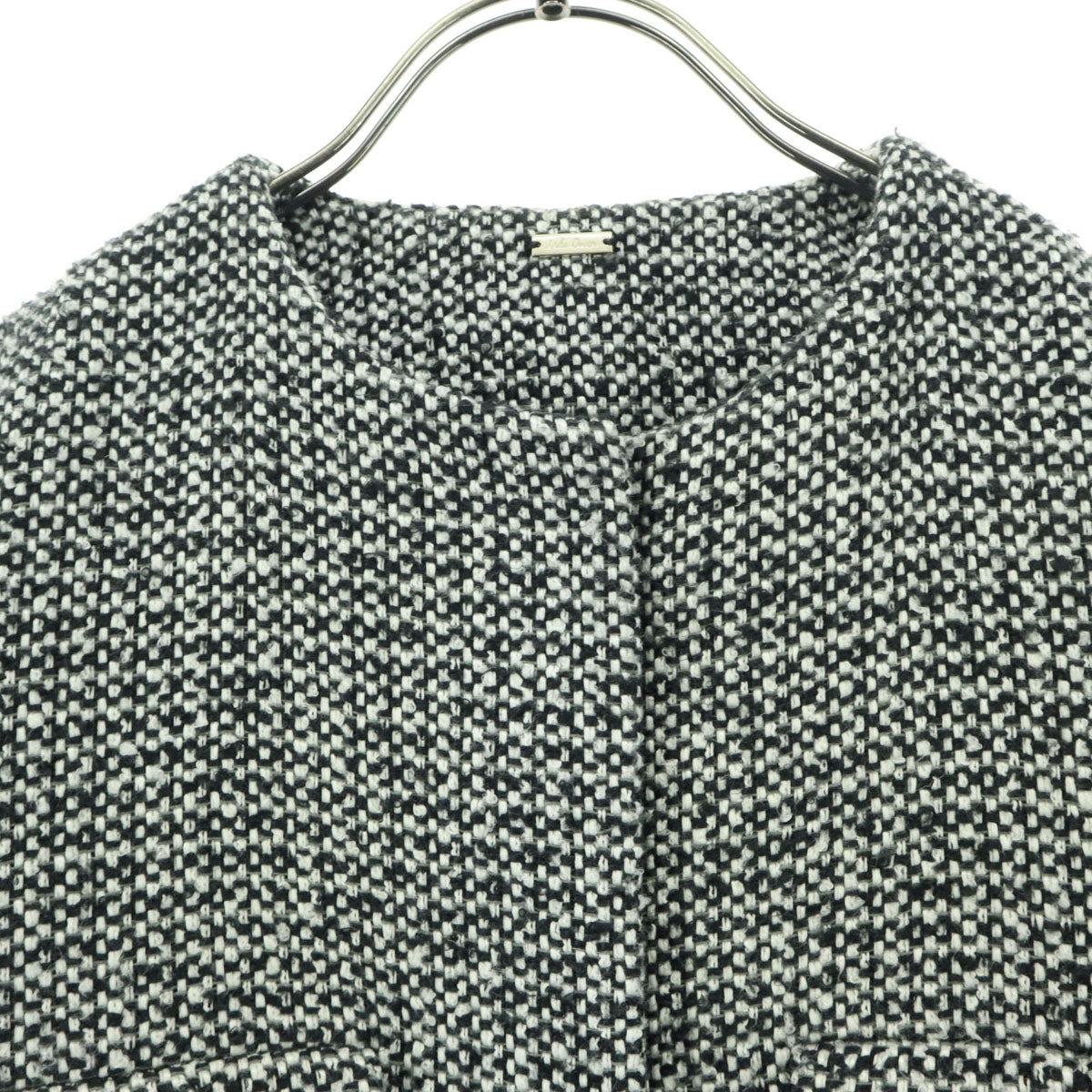 美品 Mila Owen ミラオーウェン ツイード 金ボタン ノーカラージャケット O グレー 09WFJ234015 レディース