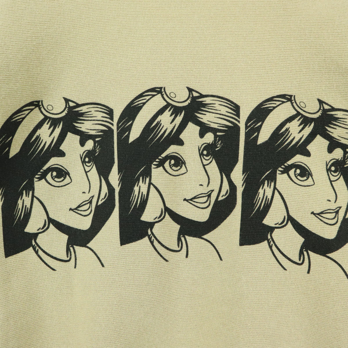 Champion チャンピオン Disney ディズニー コラボ 青単復刻 プリント キャラクター 長袖 リバースウィーブ スウェット M ベージュ トレーナー REVERSE WEAVE レディース