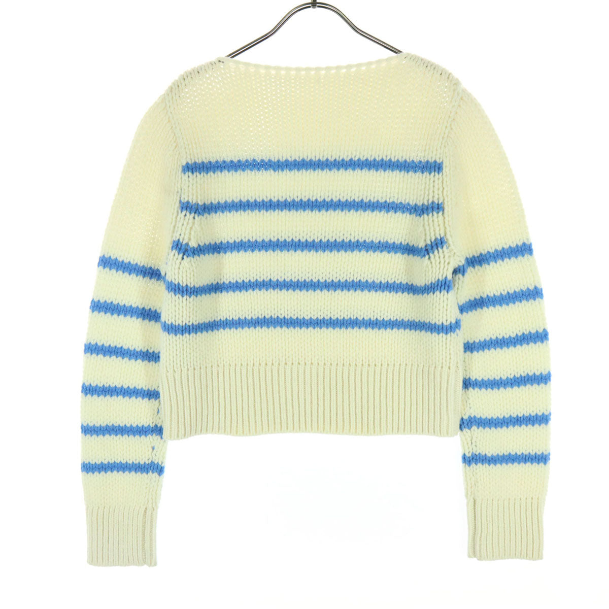 美品 GALERIE VIE ギャルリーヴィー ウール ボーダー柄 ツートンカラー 長袖 ニット F ホワイト系 レディース