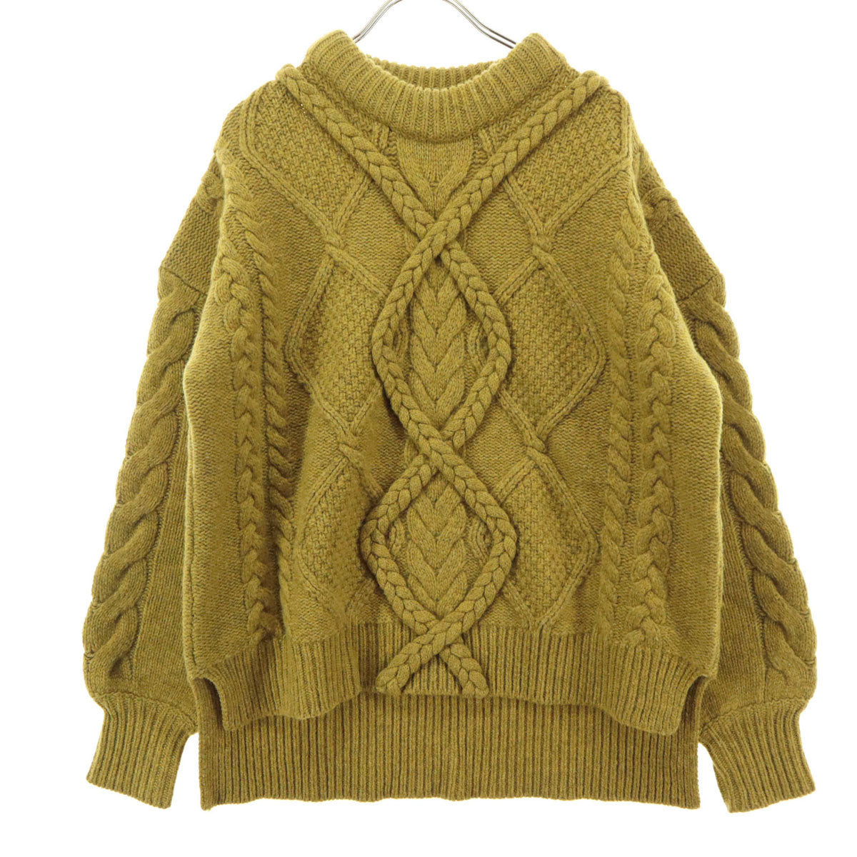 美品 CLANE クラネ ケーブル網 長袖 ニット 1 イエロー レディース