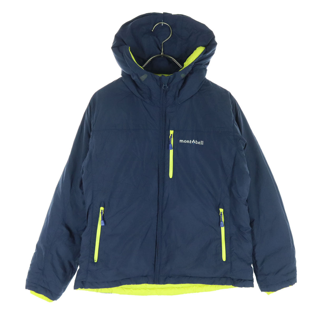 mont-bell モンベル リバーシブル ワンポイントロゴ ツートンカラー 長袖 ダウンジャケット 150 ネイビー キッズ