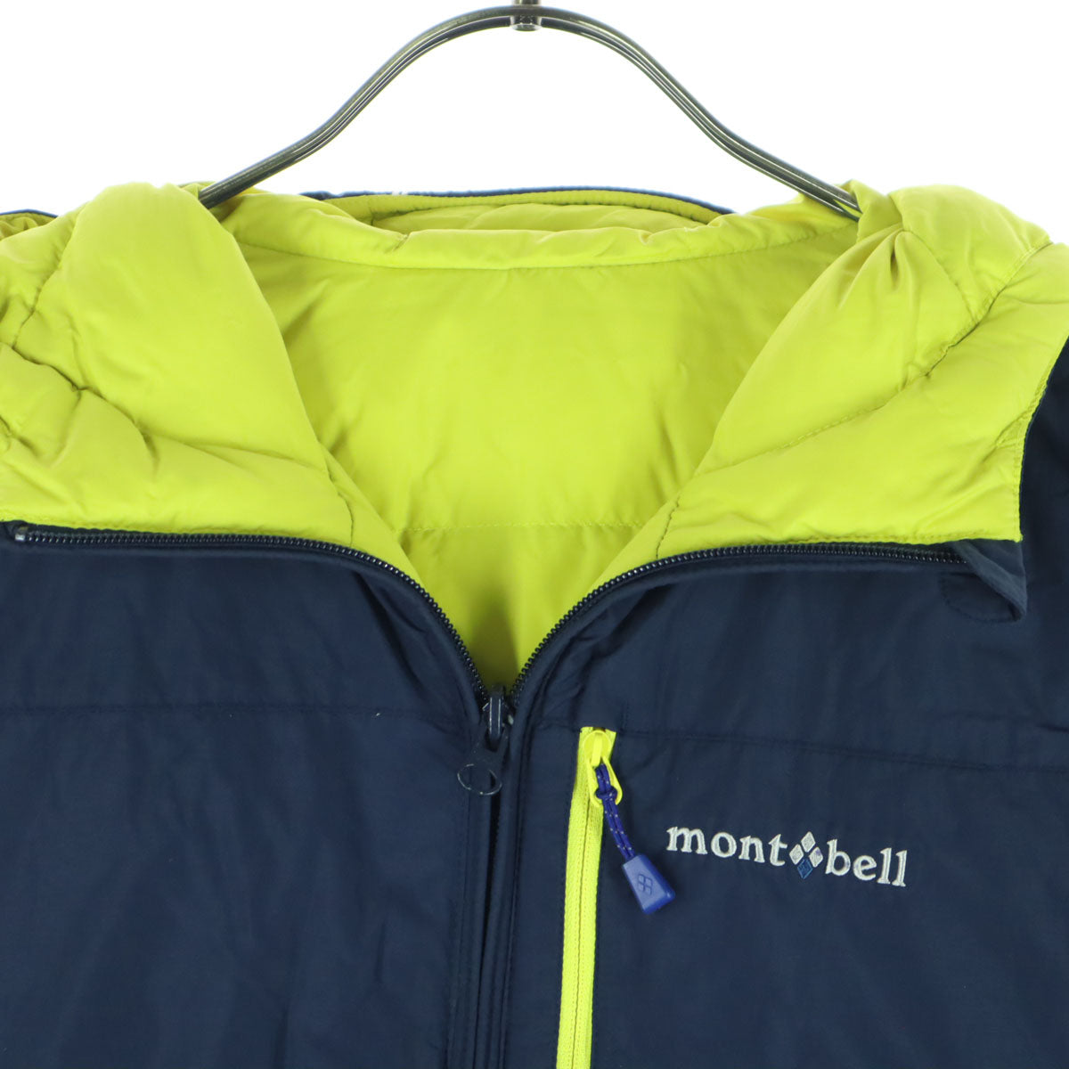 mont-bell モンベル リバーシブル ワンポイントロゴ ツートンカラー 長袖 ダウンジャケット 150 ネイビー キッズ