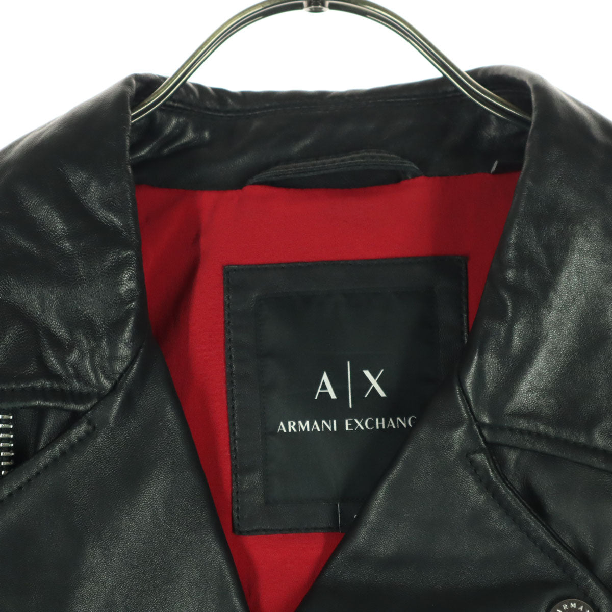 ARMANI EXCHANGE アルマーニエクスチェンジ 長袖 レザー ダブルライダースジャケット S ブラック 羊革 メンズ