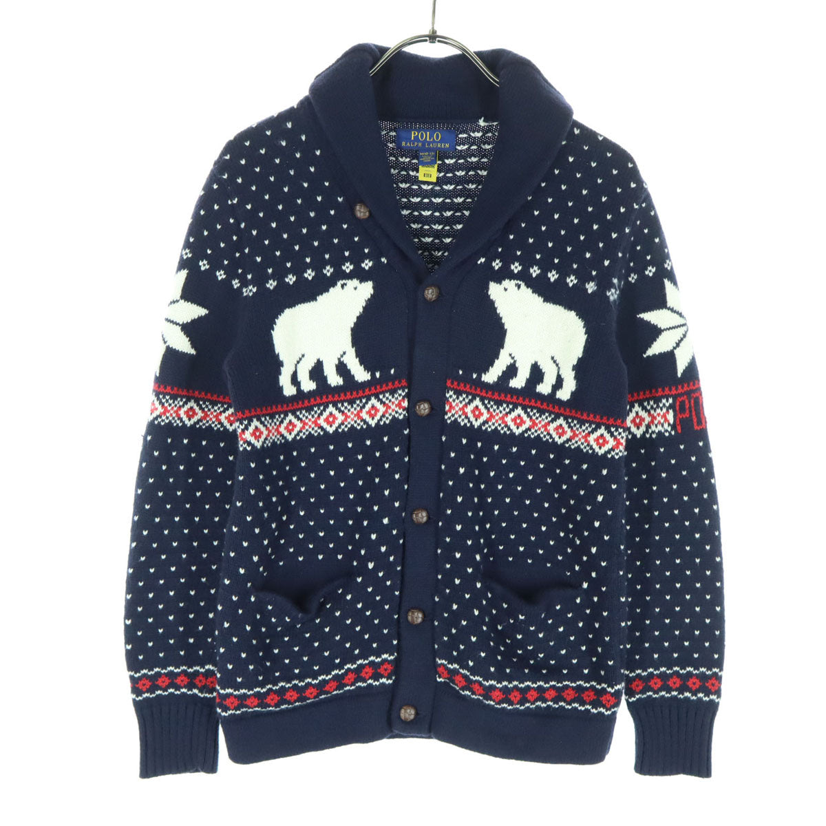 POLO RALPH LAUREN ポロラルフローレン ノルディック柄 長袖 ショールカラー ニットジャケット 150 ネイビー キッズ