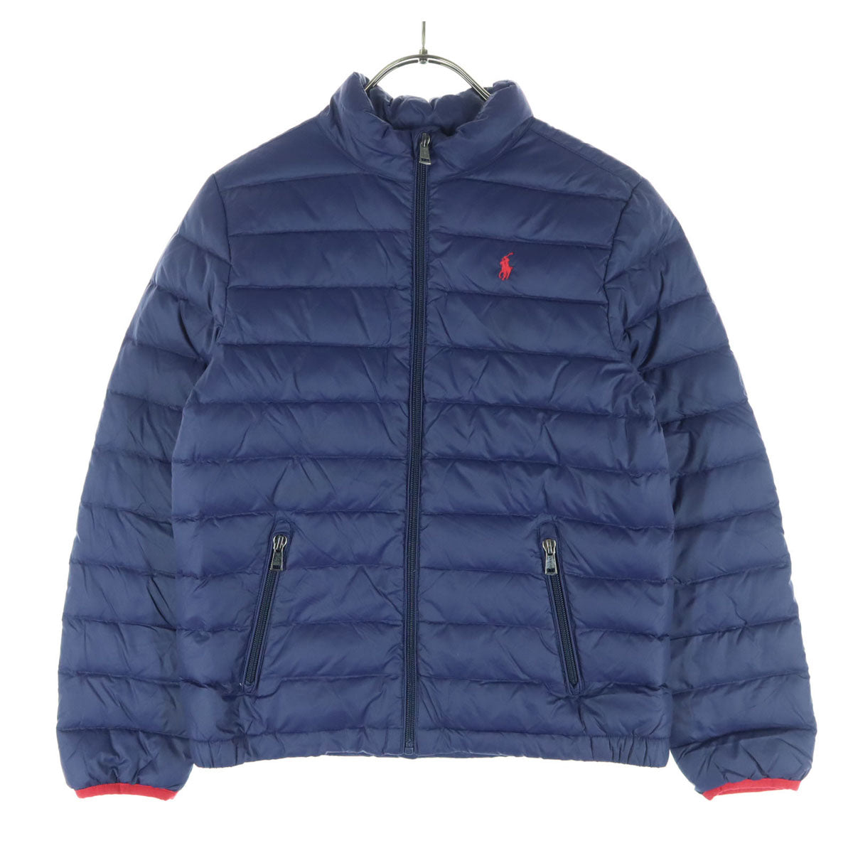 POLO RALPH LAUREN ポロラルフローレン ワンポイントロゴ ツートンカラー 長袖 ダウンジャケット 10-12 ネイビー キッズ