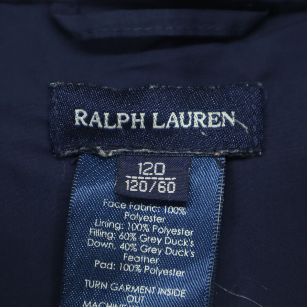 RALPH LAUREN ラルフローレン ワンポイントロゴ 長袖 ダウンジャケット 120 ネイビー キッズ