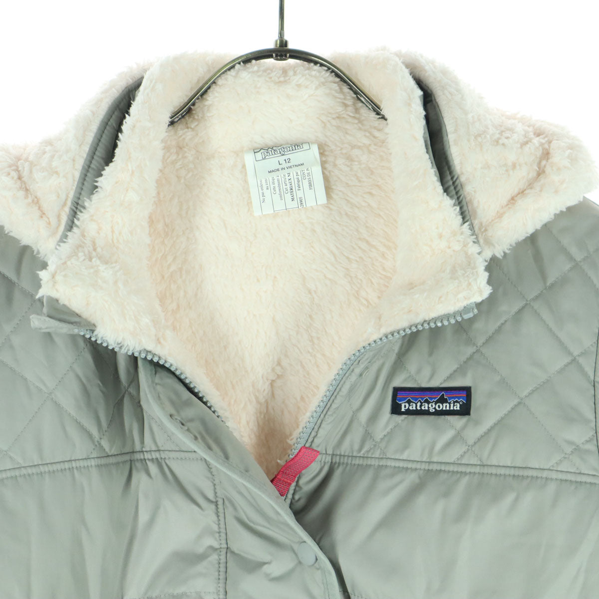 patagonia パタゴニア リバーシブル 長袖 フリース 中綿ジャケット L12 グレー系 STY68180 ピンク キッズ