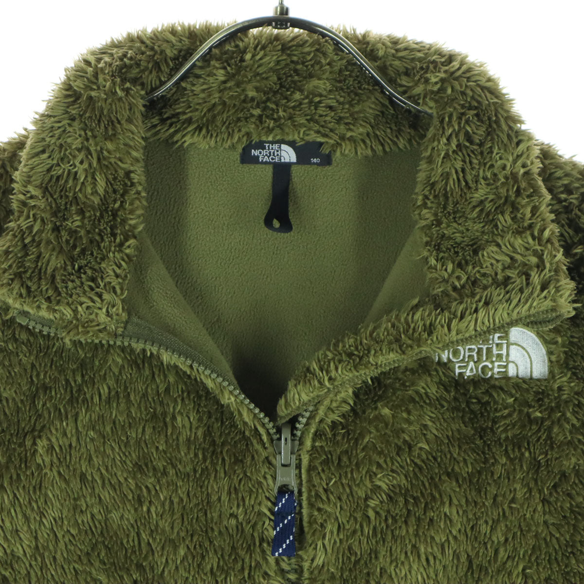 美品 THE NORTH FACE ノースフェイス 長袖 フリースジャケット 140 グリーン系 NAJ72045 キッズ