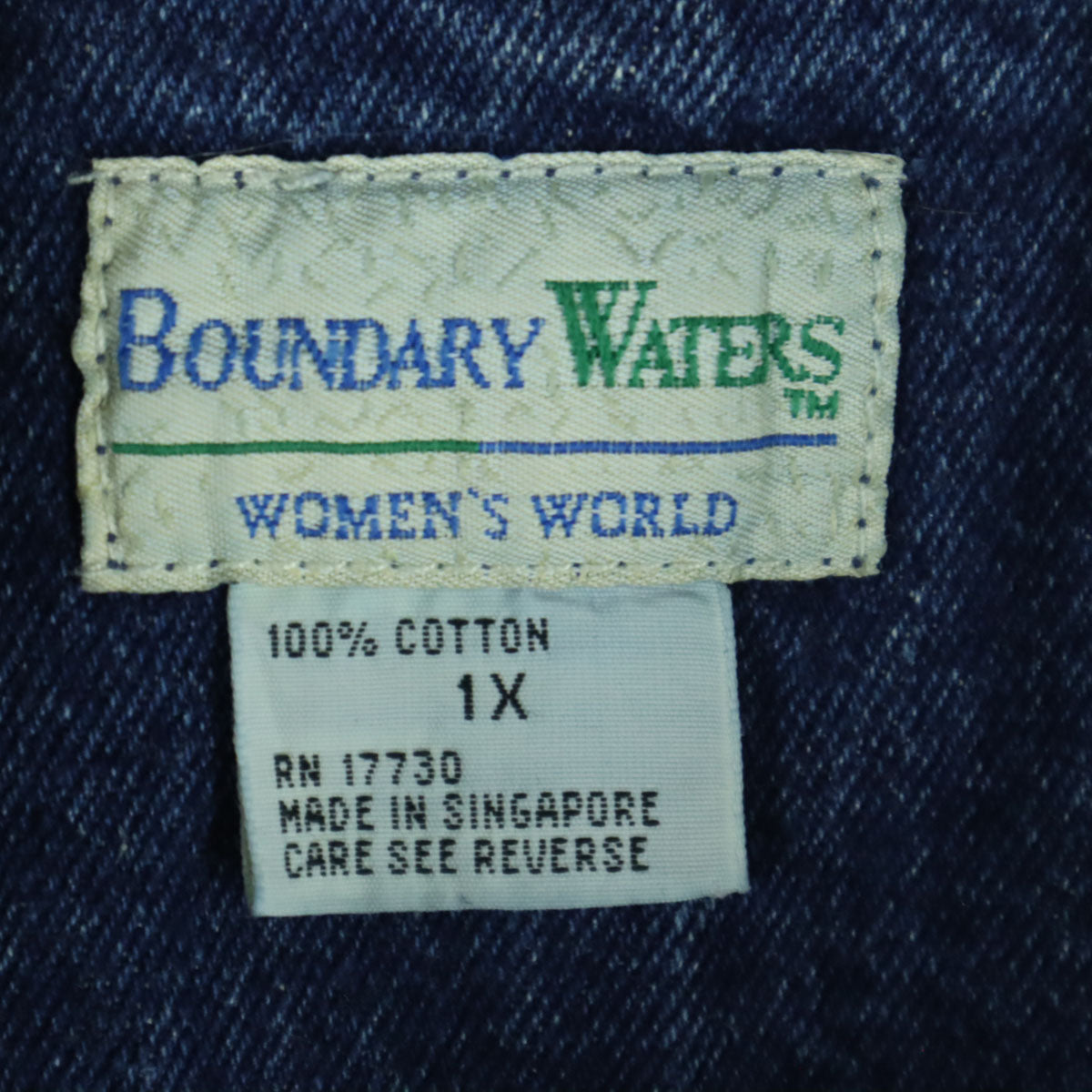boundary waters バウンダリーウォーターズ 90s オールド 長袖 コーデュロイ切替 デニムジャケット 1X ブルー系 レディース