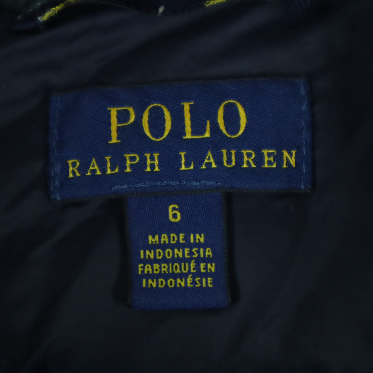 美品 RALPH LAUREN ラルフローレン チェック柄 フード取外し可 ダウンジャケット 6 グリーン キッズ
