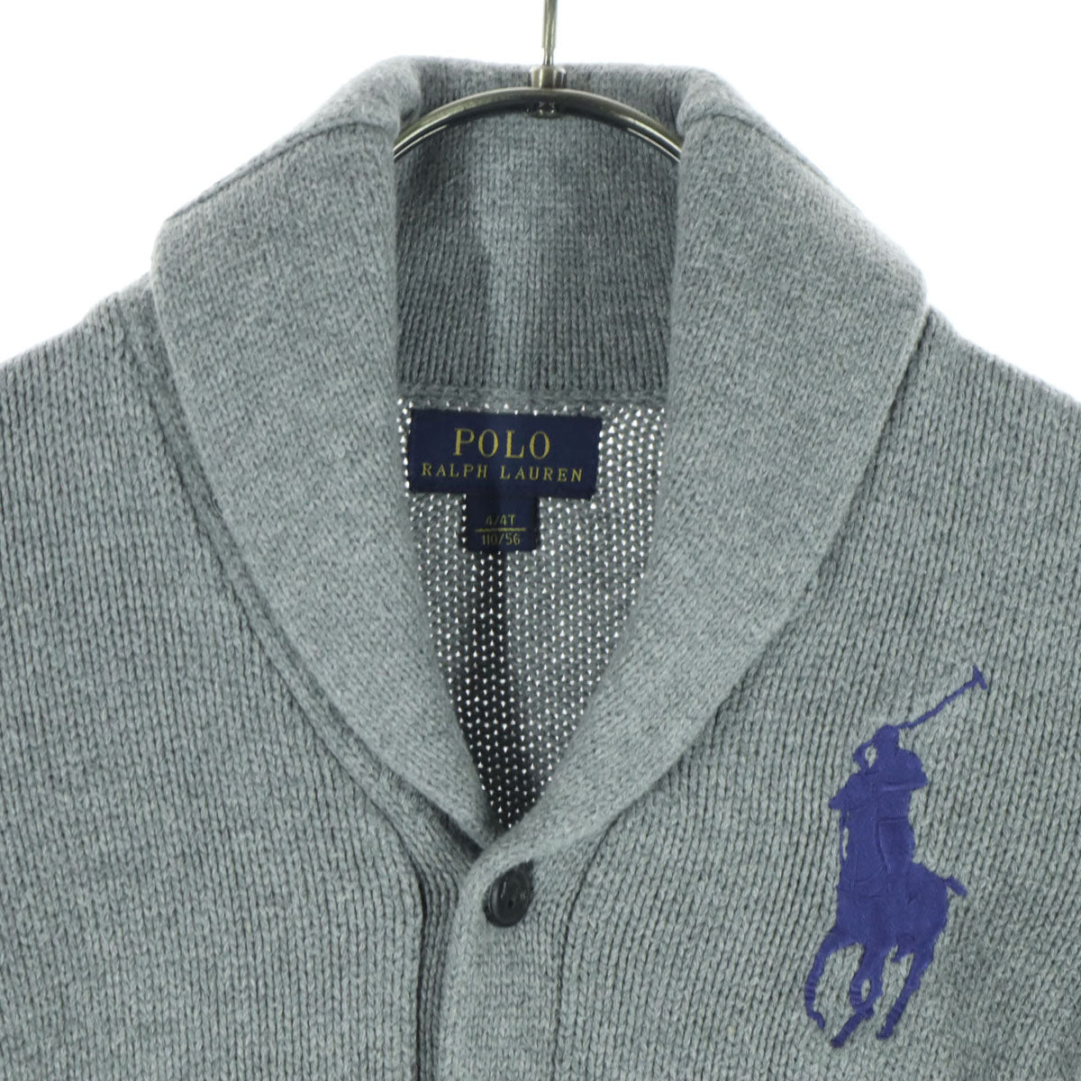 RALPH LAUREN ラルフローレン ビッグポニー 長袖 ショールカラー カーディガン 110 グレー キッズ