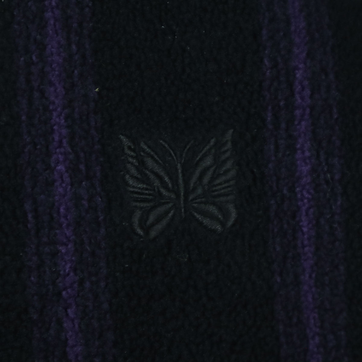 美品 UNIQLO and NEEDLES ユニクロアンドニードルズ ストライプ柄 長袖 フリース カーディガン L ブラック メンズ