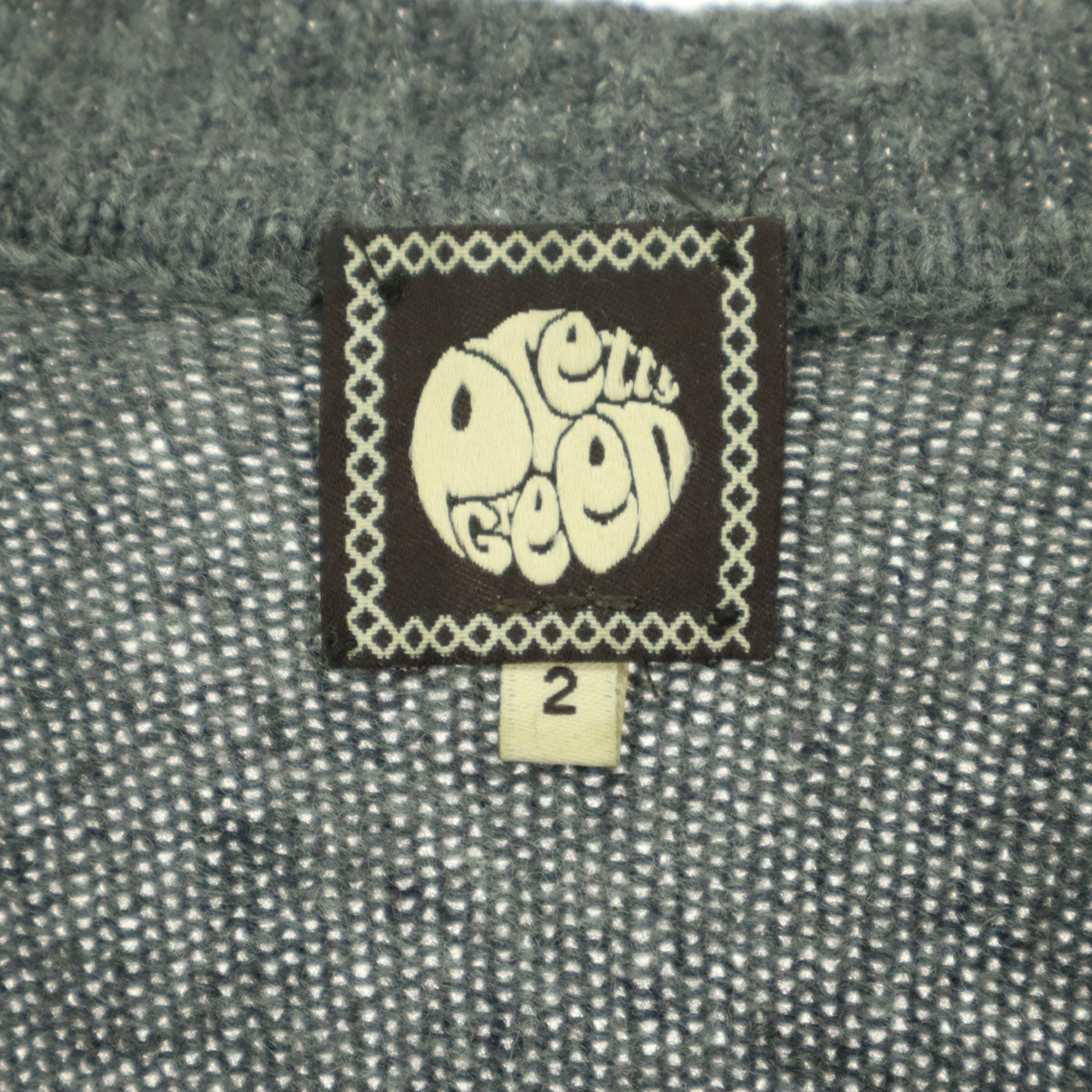 美品 Pretty Green プリティーグリーン ワンポイントロゴ 長袖 Vネック セーター 2 グレー メンズ