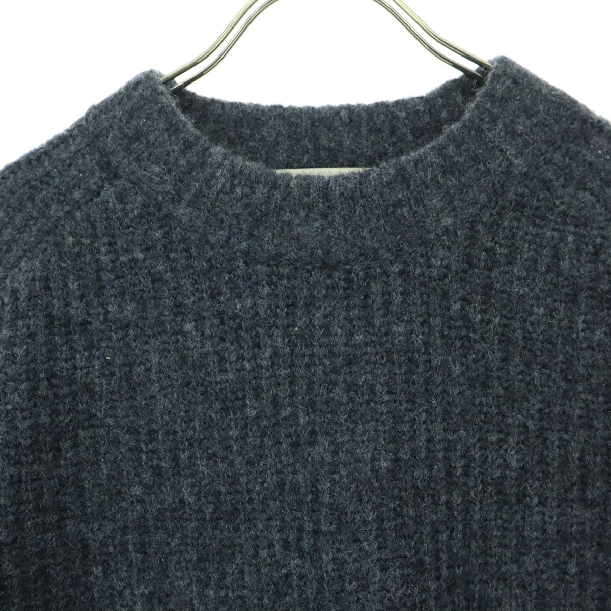 美品 UNFILO アンフィーロ 長袖 ウール混 モヘヤ混 ニット XL ネイビー メンズ