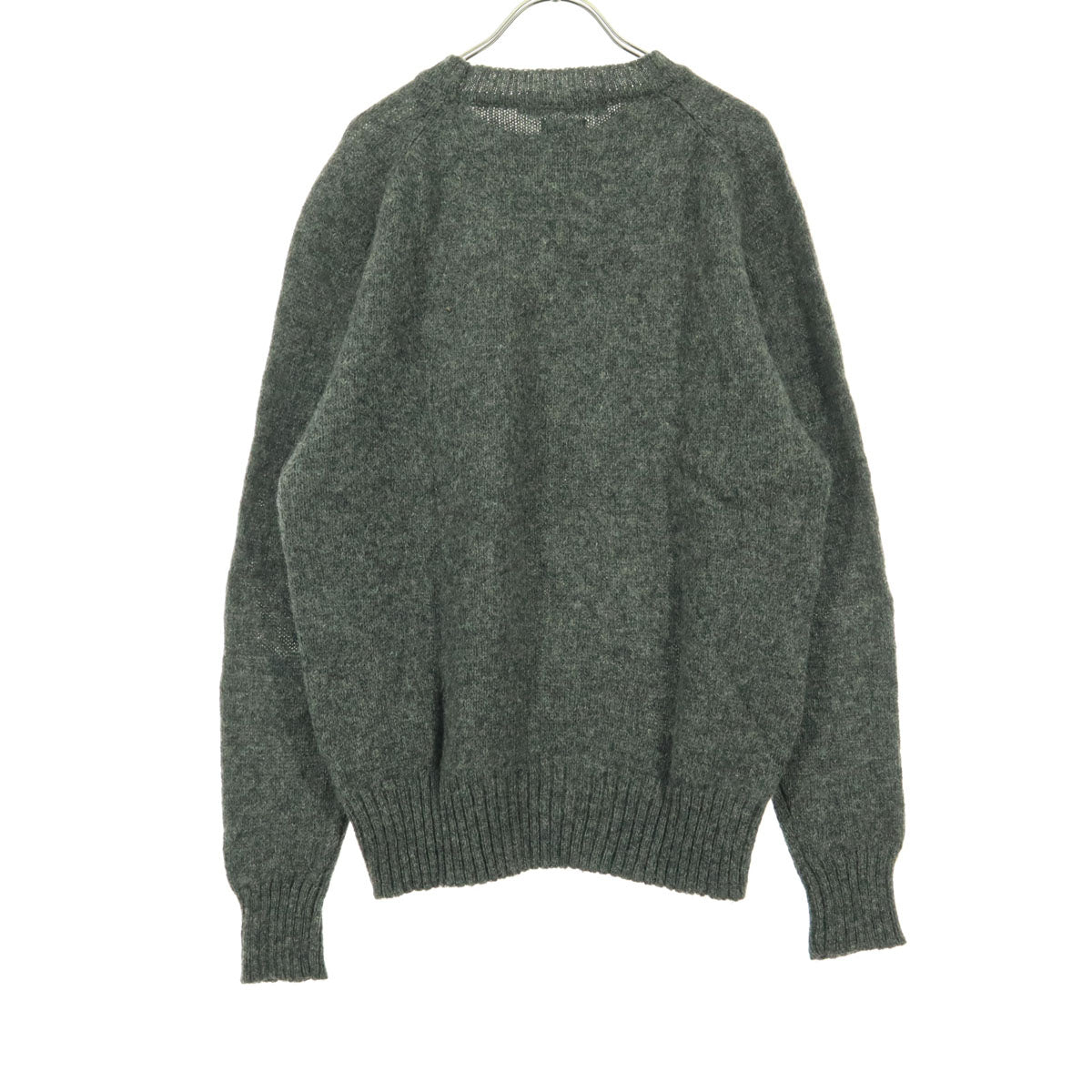 美品 RALPH LAUREN ラルフローレン ロゴ刺繍 長袖 ウール セーター L グレー メンズ