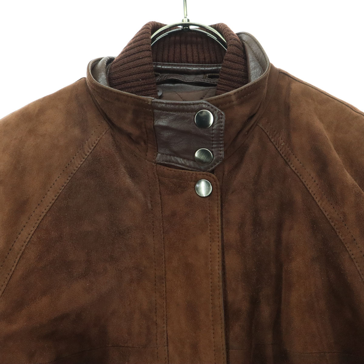 Per Due 日本製 長袖 スウェード レザーコート 9 ブラウン 羊革 キルティングライナー レディース