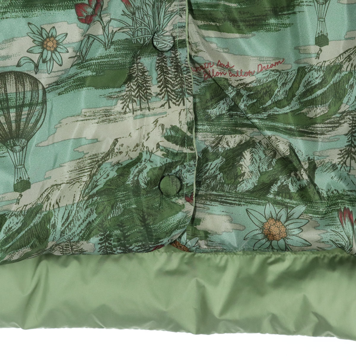 manipuri マニプリ リバーシブル ボタニカル柄 長袖 ダウンジャケット F ブルー系 グリーン レディース