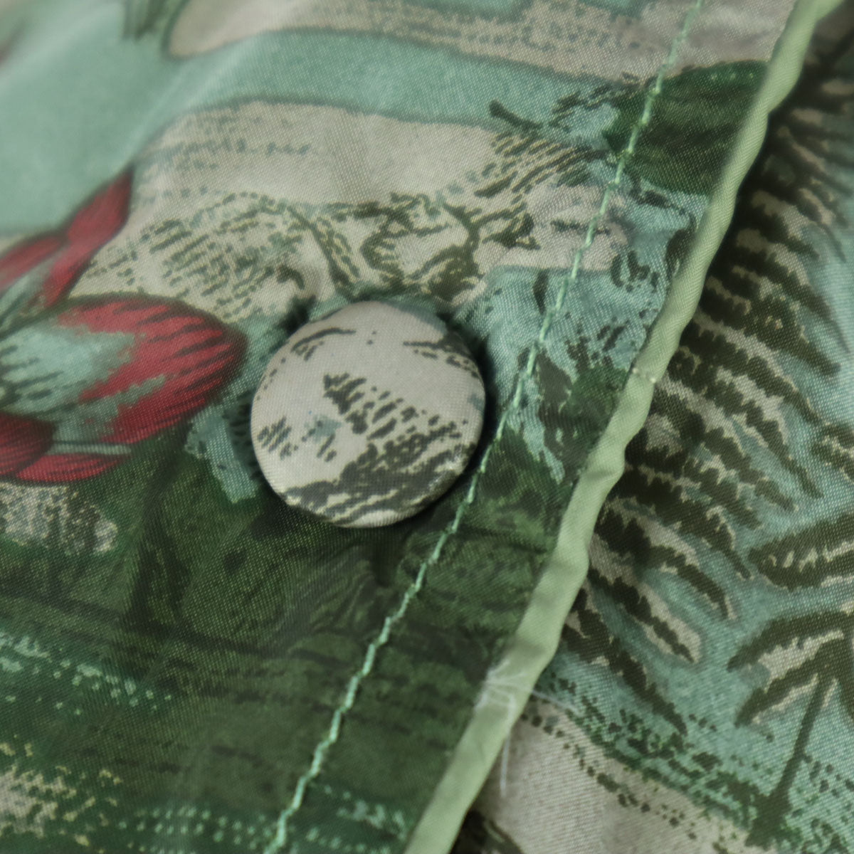 manipuri マニプリ リバーシブル ボタニカル柄 長袖 ダウンジャケット F ブルー系 グリーン レディース