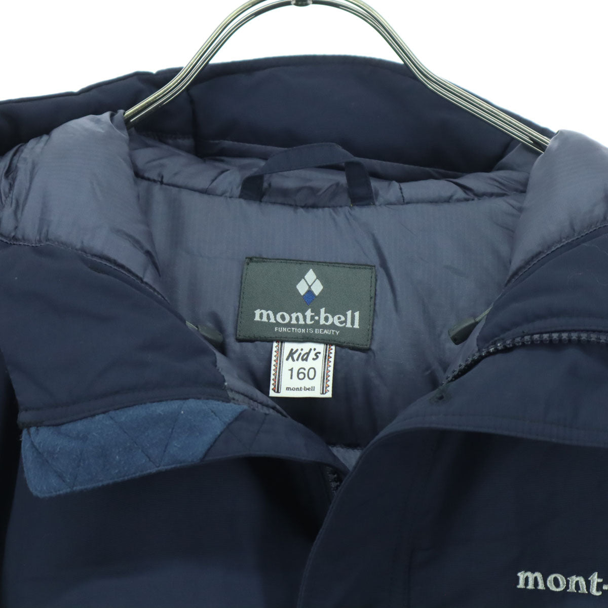 mont-bell モンベル フード付 ダウンジャケット 160 ネイビー キッズ