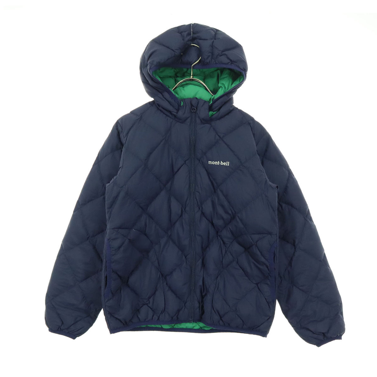 mont-bell モンベル リバーシブル 長袖 ダウンジャケット 150 ネイビー系 グリーン キッズ
