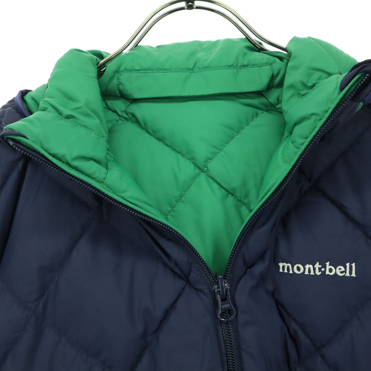 mont-bell モンベル リバーシブル 長袖 ダウンジャケット 150 ネイビー系 グリーン キッズ