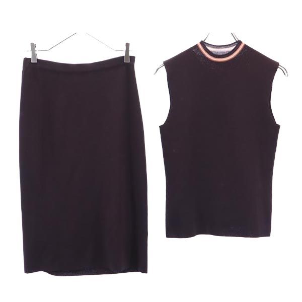 ANTEPRIMA アンテプリマ ノースリーブ カットソー 上下 セットアップ 42 茶 スカート レディース